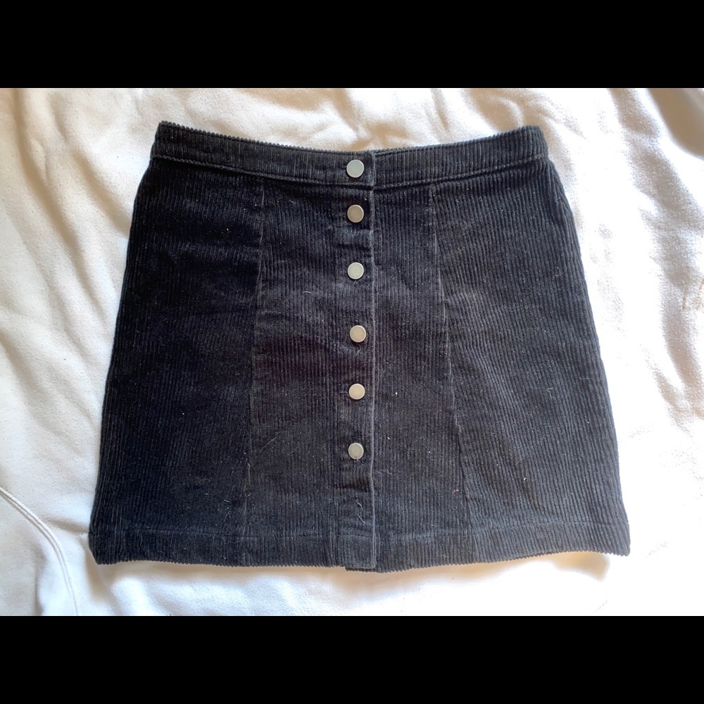 SOLD Black Corduroy Button-Up High Waisted Skirt